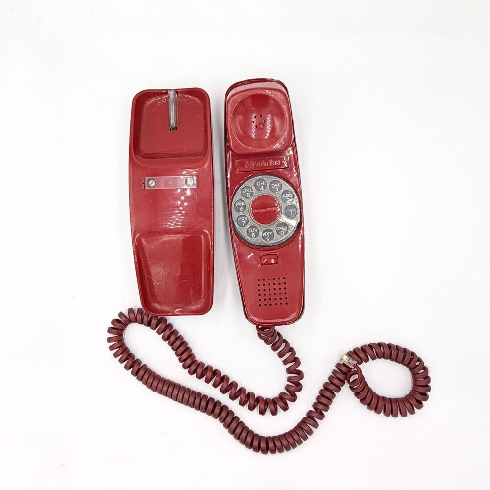 Vintage Western Electric Trimline Rotary Desk Telephone Red Bell System Phone